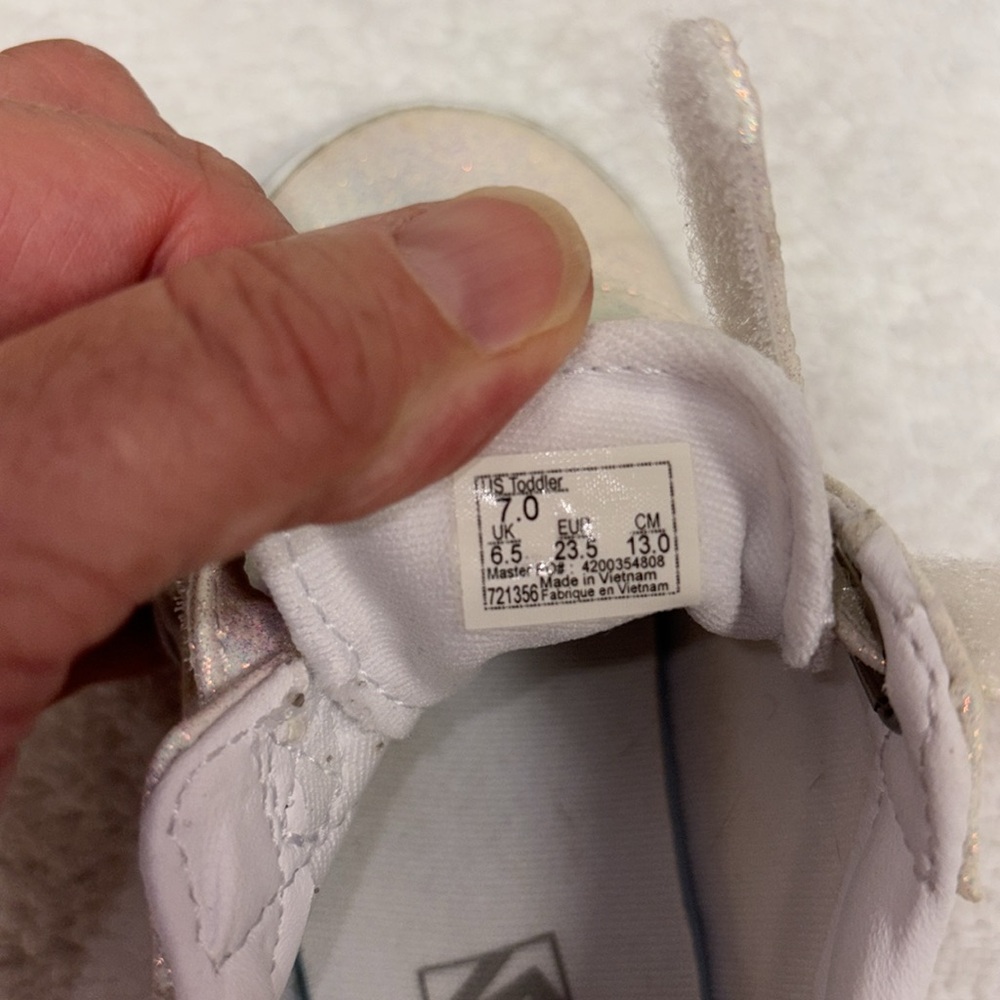 Vans Kids spring Sparkle double Strap Sneakers - Cream size 7 - Picture 7 of 8